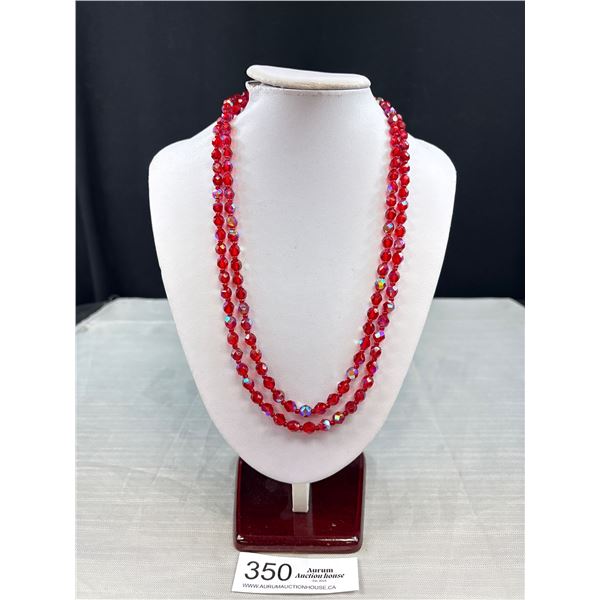 48" Ruby Crystal Necklace 1950's