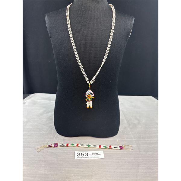 1st Nations Beadwork Necklace + Bracelet