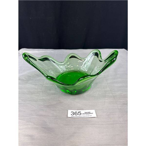 Vintage Green Art Glass Bowl