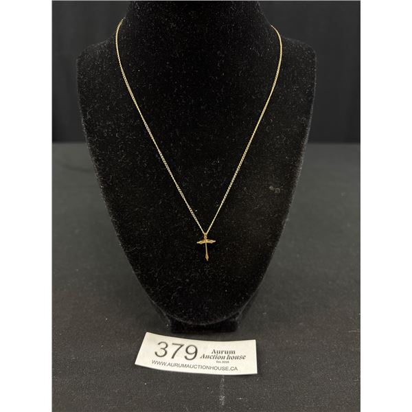 Vintage Gold Cross Pendant w/ Chain, Marked Marvel, 12KT G.F.