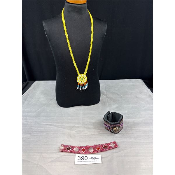 First Nations Bead Necklace + 2 Bracelets