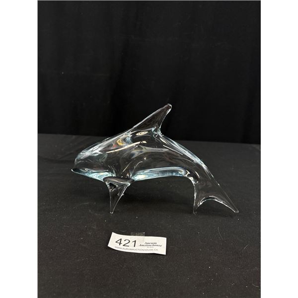 Vintage Dolphin Ice Blue Glass Figure