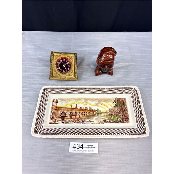 Myott & Sons Tray Clopton Bridge, Punch and Andy Stoneware Bank + West Germany Forest Bill Small Dec