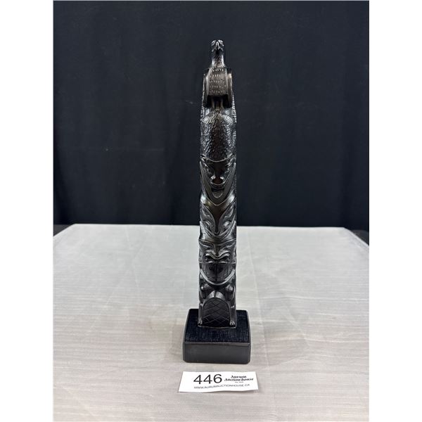Large Black Haida Design Totem Pole 13" High Marked Boma Canada