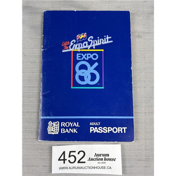 Expo 86 Adult Passport Vancouver B.C.