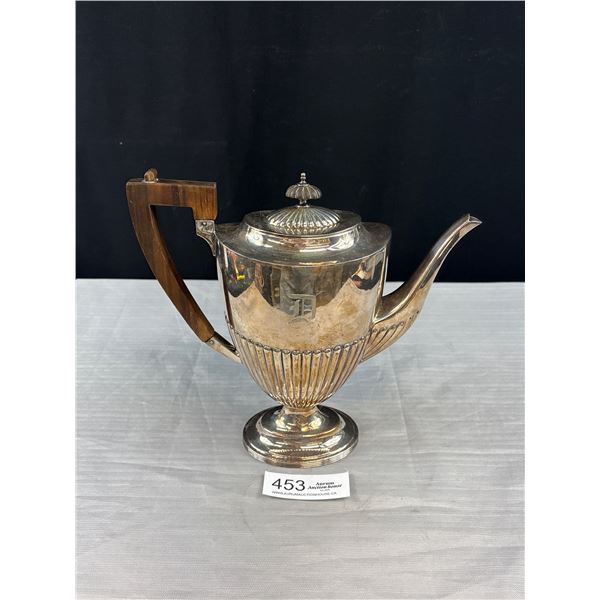 Antique Art Deco Silver Coffee Pot w/ Lid Marked W.A.R.E.P.N.S. Silver Soldered 034 Haddon Plate, 9.