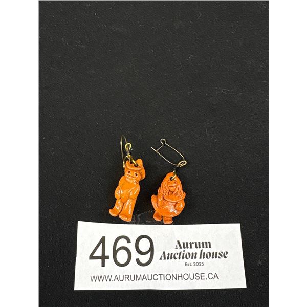 Pair of Vintage, Hand Crafted Clay Dangle Earrings