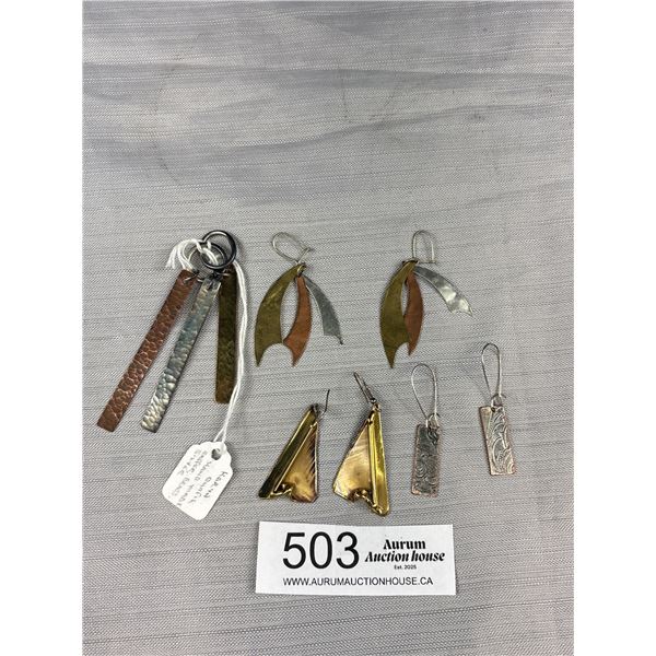 Vintage Various Metal Pendant + Pairs of Earrings Hand Crafted By Karin DMAFIT