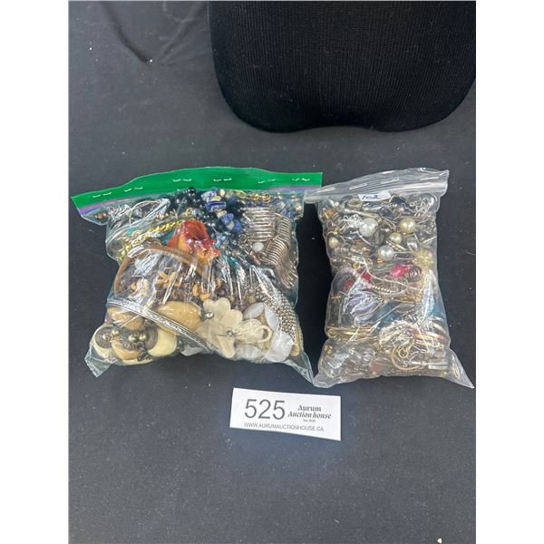 2 Bags of Vintage Jewelry plus parts