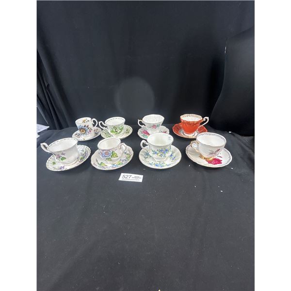 Lot of 8 Vintage Bone China Tea Cups and Saucers Royal Albert Paragon etc