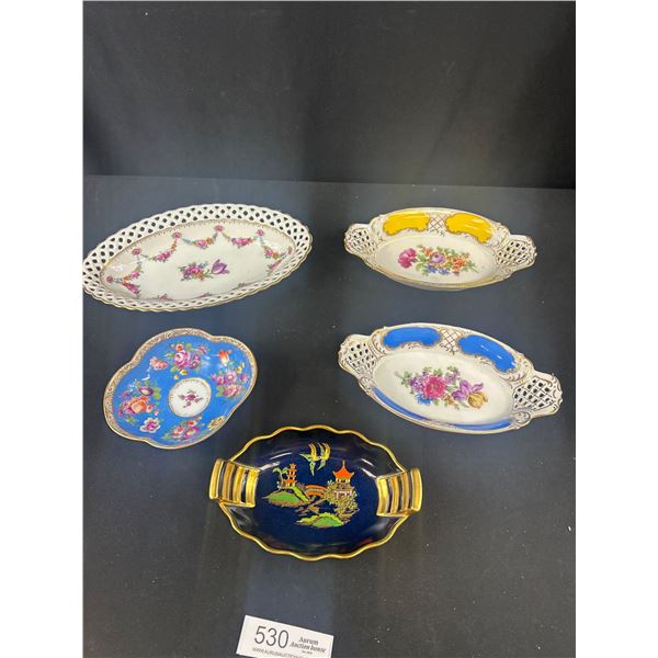 Lot of 5 Vintage Bone China Candy Dishes Carltonware etc