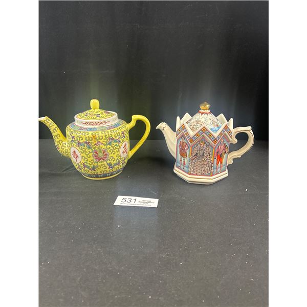 2 Vintage Teapots one asian and one sadler