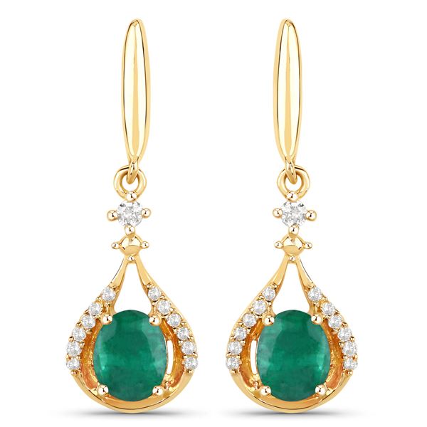 Genuine Zambian Emerald & Diamond Dangle Earrings