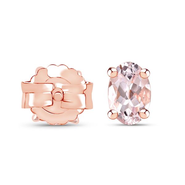 Oval Morganite Solitaire Earrings 18K Rose/.925