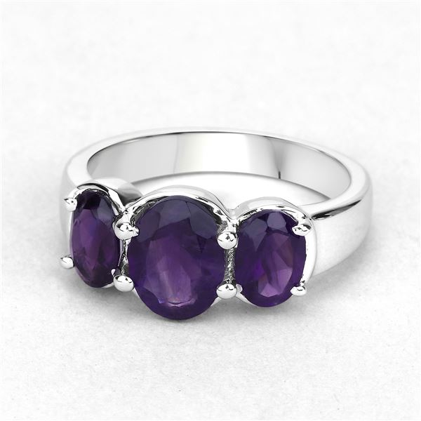 February Birthstone- Bold Amethyst 3 - Stone Ring