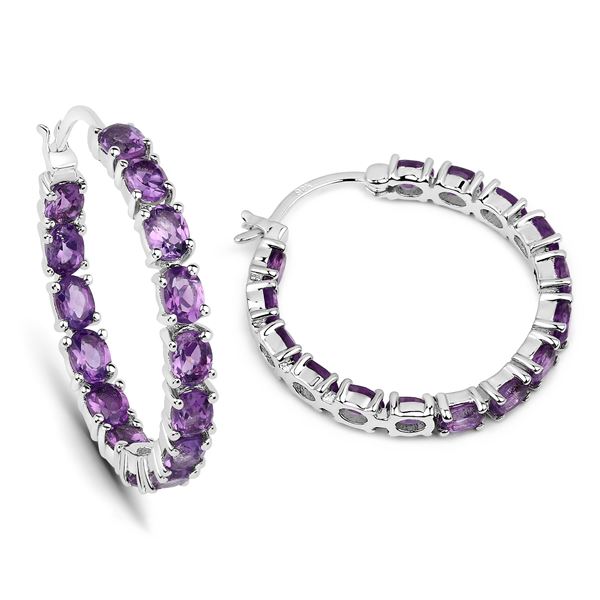 4.80 CTW Amethyst Inside/Out Hoop Earrings .925