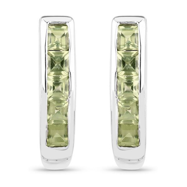 Sterling Silver & Genuine Peridot J-Hoop Earrings