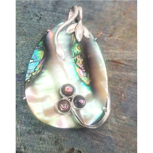 Abalone & Mother-of-Pearl Eggplant Unique Pendant