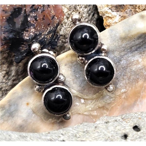 NAKAI Black Onyx Earrings Native American .925