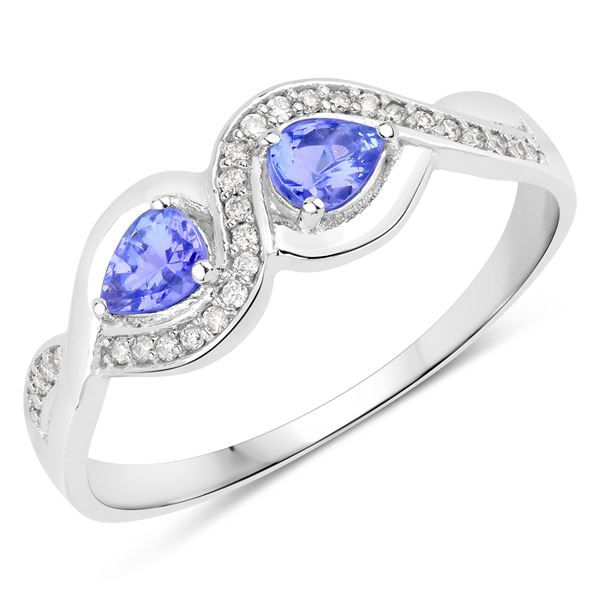 Tanzanite Bypass Ring With Diamond Ribbon Swirl