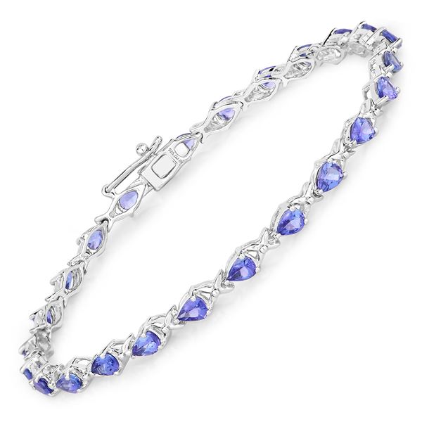 Pear-Cut Tanzanite 3.08 CTW Eternity Bracelet .925