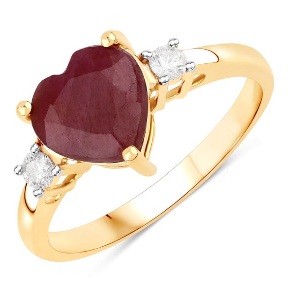 Heart-Shape Genuine Ruby & Diamond Sweetheart Ring