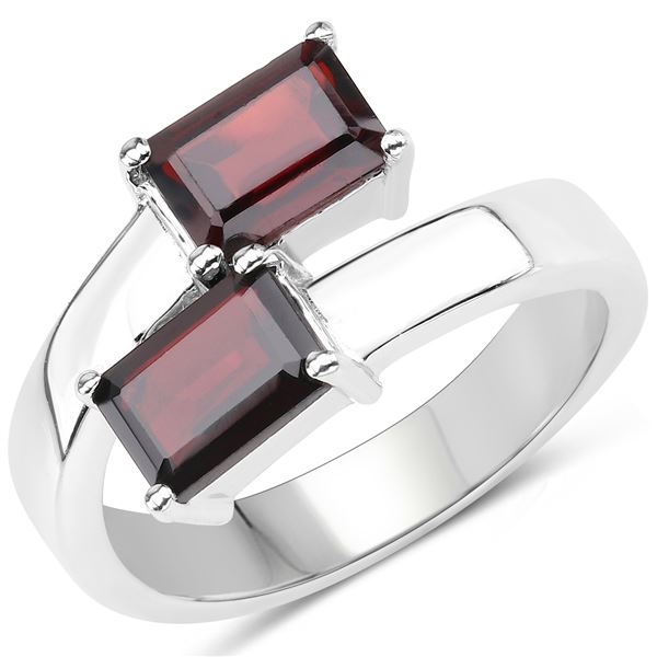 2.4 CTW Octagon-Cut Garnet Toi et Moi Ring .925