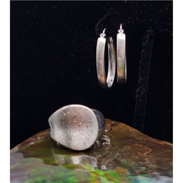 Wrap-Around Sparkle Ring & Matching Earrings .925