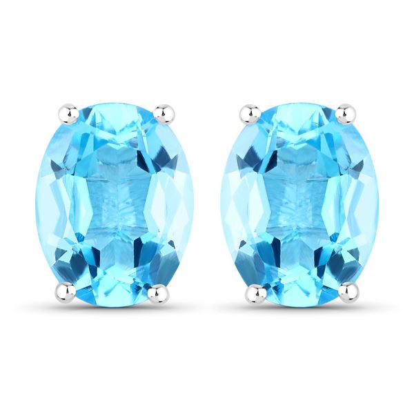 Swiss Blue Topaz Contemporary Solitaire Earrings
