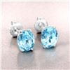 Image 4 : Swiss Blue Topaz Contemporary Solitaire Earrings