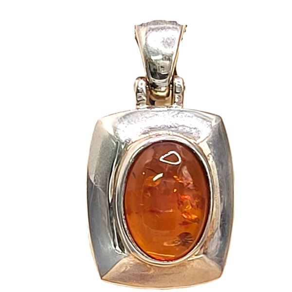 Espo Sig Amber & .925 Unisex Pendant/Enhancer