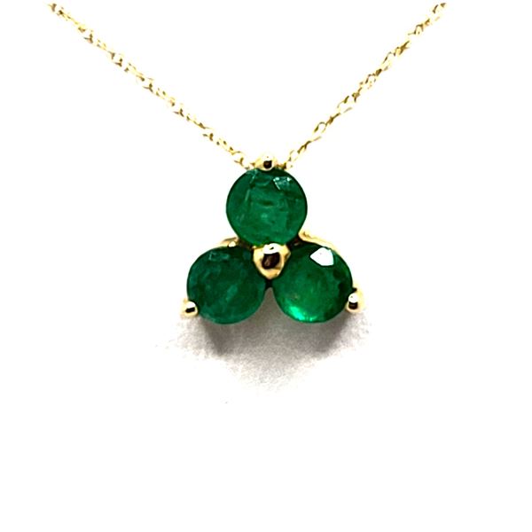 Emerald and 14K Clover Pendant -Trefoil, 3-Stone