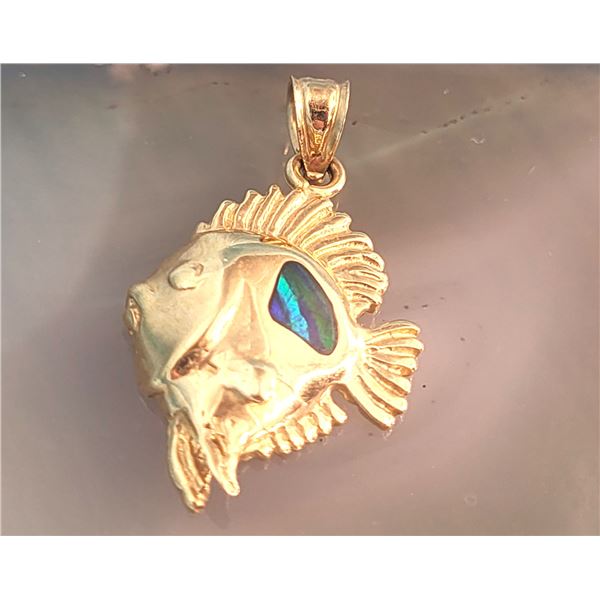 Sleepytime Baby Sunfish -LC Black Opal Pendant 14K