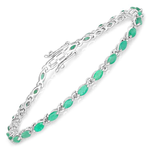 3.24 Carat Genuine Zambian Emerald .925 Sterling Silver Bracelet