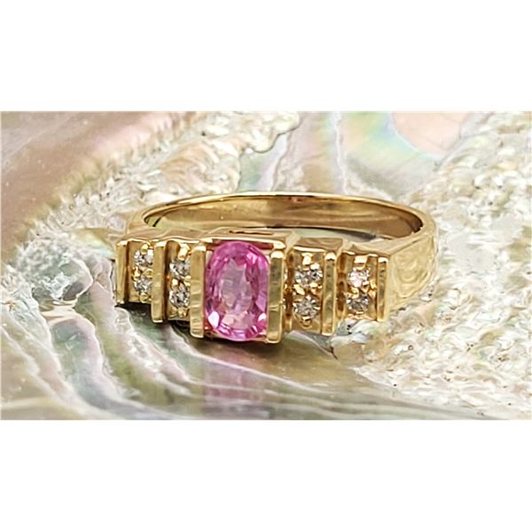 Fancy Pink Sapphire and Natural Diamond Ring