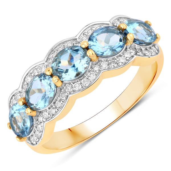 Aquamarine and Diamond 5-Stone Celebration Ring