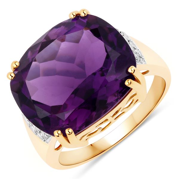 Vibrant Violet Amethyst and Diamond Ring