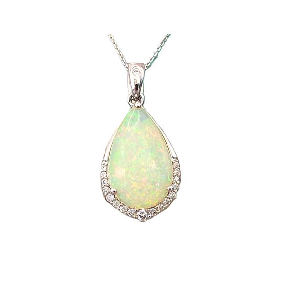 Pear-Shaped Opal and Diamond Necklace