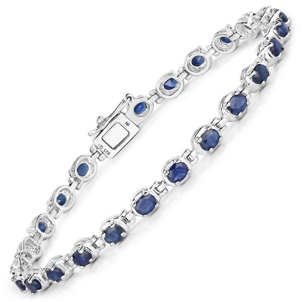 5.00 Carat Genuine Blue Sapphire .925 Sterling Silver Bracelet