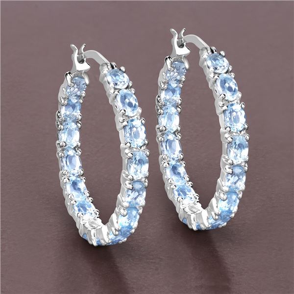 Sterling Silver & Genuine Sky Blue Topaz Earrings