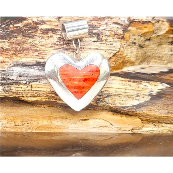 Orange Spiny Oyster Heart Southwest Slide Pendant