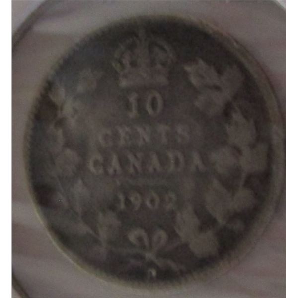 1902H CANADA KING EDWARD VII SILVER DIME