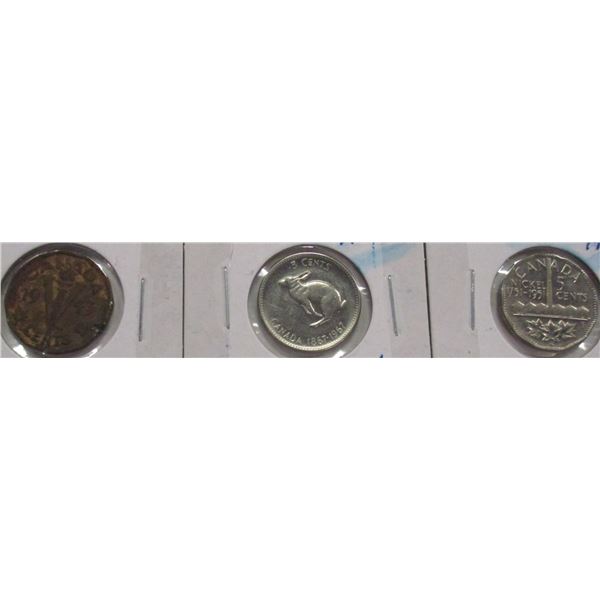 1943 VICTORY WARTIME, 1751 - 1951 SMOKE STACK, 1967 CENTENNIAL NICKEN SET