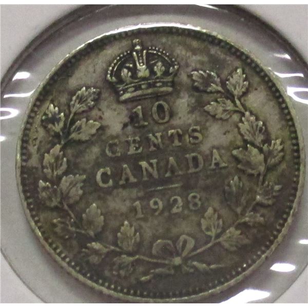 1928 CANADA KING GEORGE V SILVER DIME