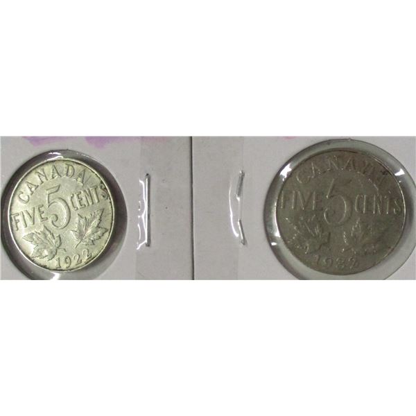 1922 - 1932 CANADA KING GEORGE V NICKELS