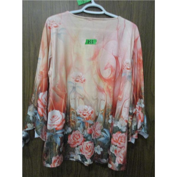 LIKE NEW:  LADIES MULTI COLORED BLOUSE (SIZE XXL)