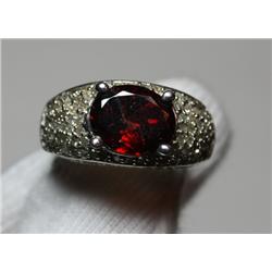 Garnet & Diamond Ring - 2ct Garnet w/ 1.02ctw Diam.