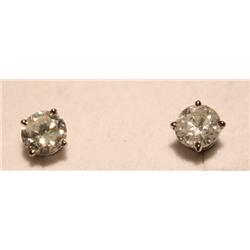 1.95 Carat Total Weight Diamond Stud Earrings