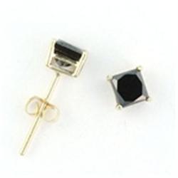 1 ctw Black Diamond & Yellow Gold Stud Earrings