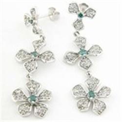 2ctw Blue & White Dia. Chandelier 14KW Earrings 